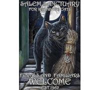 TENGYANG Salem Sanctuary for Wayward Cats Black Cat Halloween Cat Witches Novelty Metal Sign Retro Decor Metal Wall Plaque Vintage Tin Sign 8x12 Inch