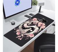 TengYuer Gaming Mouse Pad Large Mouse Mat 23.6x15.7x0.12 inch XXL Extended Desk Pad, Big Keyboard Mousepad, with Non-Slip Base and Stitched Edge for Work Gaming (Pink Flower Dragon)