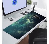 TengYuer Gaming Mouse Pad Large Mouse Mat 35.4x15.7x0.08 inch XXL Extended Desk Pad, Big Keyboard Mousepad, with Non-Slip Base and Stitched Edge for Work Gaming (Green Starry Sky)