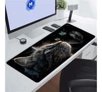 TengYuer Gaming Mouse Pad Large Mouse Mat 35.4x15.7x0.12 inch XXL Extended Desk Pad, Big Keyboard Mousepad, with Non-Slip Base and Stitched Edge for Work Gaming (Animal Cat Butterfly)