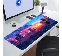 TengYuer Gaming Mouse Pad Large Mouse Mat 35.4x15.7x0.12 inch XXL Extended Desk Pad, Big Keyboard Mousepad, with Non-Slip Base and Stitched Edge for Work Gaming (Sunrise Cities)