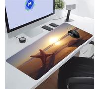 TengYuer Gaming Mouse Pad Large Mouse Mat 39.4x19.7x0.12 inch XXL Extended Desk Pad, Big Keyboard Mousepad, with Non-Slip Base and Stitched Edge for Work Gaming (Starfish Beach)