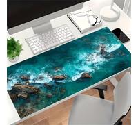 TengYuer Large Gaming Mouse Pad 23.6x15.7x0.08 inch - XXL Extended Mouse Mat Waves Rocks, Smooth Surface Mousepad with Non-Slip Rubber Base & Durable Stitched Edges for Home Office Desk Decor