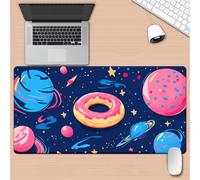 TengYuer Large Gaming Mouse Pad 31.5x15.7x0.08 inch - XXL Extended Mouse Mat Cosmic Donuts, Smooth Surface Mousepad with Non-Slip Rubber Base & Durable Stitched Edges for Home Office Desk Decor