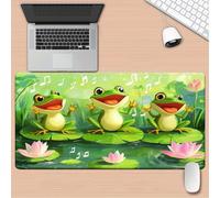 TengYuer Large Gaming Mouse Pad 35.4x11.8x0.12 inch - XXL Extended Mouse Mat Lotus Frog, Smooth Surface Mousepad with Non-Slip Rubber Base & Durable Stitched Edges for Home Office Desk Decor