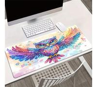 TengYuer Large Gaming Mouse Pad 35.4x11.8x0.12 inch - XXL Extended Mouse Mat owl colorful, Smooth Surface Mousepad with Non-Slip Rubber Base & Durable Stitched Edges for Home Office Desk Decor