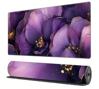 TengYuer Large Gaming Mouse Pad 35.4x15.7x0.12 inch - XXL Extended Mouse Mat purple marble, Smooth Surface Mousepad with Non-Slip Rubber Base & Durable Stitched Edges for Home Office Desk Decor
