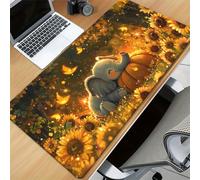 TengYuer Large Gaming Mouse Pad 39.4x19.7x0.08 inch - XXL Extended Mouse Mat Elephant Sunflower, Smooth Surface Mousepad with Non-Slip Rubber Base & Durable Stitched Edges for Home Office Desk Decor