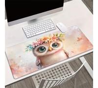 TengYuer Large Gaming Mouse Pad 39.4x19.7x0.08 inch - XXL Extended Mouse Mat Flower Owl, Smooth Surface Mousepad with Non-Slip Rubber Base & Durable Stitched Edges for Home Office Desk Decor