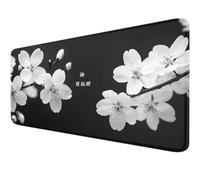 TengYuer Mouse Pad Large Gaming Mouse Mat 59x31.5x0.12 inch XL Extended Desk Mat Gaming Keyboard Mousepad Big Desk Pad with Non-Slip Base and Stitched Edge for Office/Gaming (Flower White)