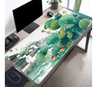 TengYuer XXL Extended Gaming Mouse Pad 35.4x11.8x0.12 inch Lotus Leaf Scenery Large Mouse Mat, Non-Slip Rubber Base, Smooth Precision Tracking Surface Mousepad for Gamers Home Office