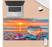 TengYuer XXL Extended Gaming Mouse Pad 35.4x15.7x0.12 inch Sunset Stone Heart Large Mouse Mat, Non-Slip Rubber Base, Smooth Precision Tracking Surface Mousepad for Gamers Home Office