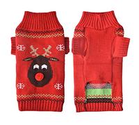TENGZHI Christmas Dog Costumes Knitted Pet Dog Christmas Sweater,Reindeer Holiday Pet Clothes Jumper For Small Medium Large Dogs Puppy Kitten Cats (Medium, Red Nose Ugly Sweater)