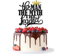 Tenhaisi Black Glitter The Man The Myth The Legend Cake Topper, Dad Birthday Theme Happy Father's Day Party Decor, Retirement Party Decoration Supplies