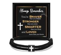 TENICER Cross Bracelet for Men Braided Rope String Adjustable Knot Bracelets Inspirational Religious Christian Baptism Confirmation First Communion Easter Bible Verse Jewelry, 6-10in, Nylon, no