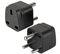 TENINYU 2-Pack UK to India Plug Adapters India Power Converter Grounded Universal Travel Adapter 3 Pin India International Type D Plug (Black)