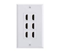 TENINYU HDMI Wall Plate 6 Port, HDMI Socket Plug Insert Jack Outlet Panel Mount Support 4K 60Hz HDR 1080P 3D Ethernet Built in High Speed Cable Extension Coupler for Projector & Home Theater (6 Port)