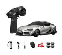 TENIREALX 1:24 RC Drift Car 4WD High Speed Remote Control Hobby Vehicle with Gyro Control, LED Lighting, Dual Mode Tires and Proportional Steering RTR- (Q4 Liquid Silver / D24-01)
