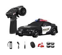 TENIREALX 1:24 RC Drift Car 4WD High Speed Remote Control Hobby Vehicle with Gyro Control, LED Lighting, Dual Mode Tires and Proportional Steering RTR- (Q7 Matte Black / D24-01)