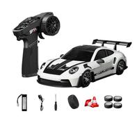 TENIREALX 1:24 RC Drift Car 4WD High Speed Remote Control Hobby Vehicle with Gyro Control, LED Lighting, Dual Mode Tires and Proportional Steering RTR- (Q3 Pearl White / D24-03)