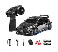 TENIREALX 1:24 RC Drift Car 4WD High Speed Remote Control Hobby Vehicle with Gyro Control, LED Lighting, Dual Mode Tires and Proportional Steering RTR- (Q4 Chrome-Plated / D24-04)