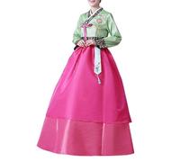 TENIREALX Female Korean Hanbok Cosplay Costume, Traditional Embroidered Dress Outfit Women Palace Korea Dance Wear-L