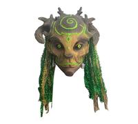 TENIREALX Forest Spirit Elf Mask for Adults, Realistic Green Latex Masquerade Costume Props Demon Scary Halloween Cosplay Mask