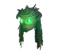 TENIREALX Forest Spirit Elf Mask for Adults, Realistic Green Latex Masquerade Costume Props Demon Scary Halloween Cosplay Mask