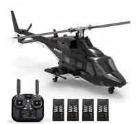 TENIREALX YU XIANG F02S Black Flyingwolf RC Helicopter, 1/36 Scale 8CH GPS 3D/6G Flybarless Stabilized Aircraft with Brushless Motor & Optical Flow Positioning for Adults -4PCS Battery