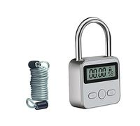 TenixLox Combination Lock, Metal Timer Lock,Timers,USB Rechargeable Time Timer Padlock with 1m Spring Rope,99 Hours Max Timing Self-Discipline Anti-Addiction Timed Padlock(Silver)
