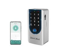 TenixLox Fingerprint Key Lock Box Outdoor,Safe Lock Boxs with Built-in Doorbell,Smart Lock Case Securely Stores Gate/Car/Rental Keys (Silver)