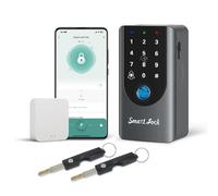TenixLox Fingerprint Key Lock Box with APP and Code,Key Safe Wall Mounted Lockbox Built-in Doorbell,Smart Lock Case for Outdoor House Keys,Car Key (Gun Grey)