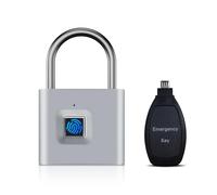 TenixLox Fingerprint Padlock with Emergency Key, IP66 Waterproof Smart Padlock,Biometric High Security Lock for Gym Locker, Drawer Locker, Storage Units, Luggages, Suitcases