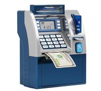 Tenkaybox Smart ATM Piggy Bank,Children's intelligent storage cabinet safe,Digital Display & Coin Bill Slot - Fun Financial Learning For Adult, and The Ability to Save Both Coins and Bill(Blue)