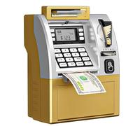 Tenkaybox Smart ATM Piggy Bank,Children's intelligent storage cabinet safe,Digital Display & Coin Bill Slot - Fun Financial Learning For Adult, and The Ability to Save Both Coins and Bill(Gold)