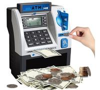 Tenkaybox Smart ATM Piggy Bank, Electronic Money Saving Bank with Password, Digital Display & Coin Bill Slot for Kids ATM Savings Bank Toys Gifts for 3-12 Year Old Boys Girls (Bule)