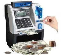 Tenkaybox Smart ATM Piggy Bank,Electronic Money Saving Bank with Password,Interactive Piggy Bank ATM with Debit Card,Digital Display & Coin Bill Slot,Fun Financial Learning for Adult