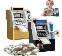 Tenkaybox Smart ATM Piggy Bank, Electronic Money Saving Machine with Password Lock, Digital Display, Bill Feeder & Coin Slot, Fun Financial Learning Gift for Adults and Kids (2PCS-A)