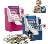 Tenkaybox Smart ATM Piggy Bank, Electronic Money Saving Machine with Password Lock, Digital Display, Bill Feeder & Coin Slot, Fun Financial Learning Gift for Adults and Kids (2PCS-B)