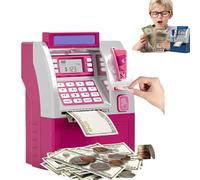 Tenkaybox Smart ATM Piggy Bank, Electronic Money Saving Machine with Password Lock, Digital Display, Bill Feeder & Coin Slot, Fun Financial Learning Gift for Adults and Kids (PINK)