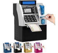 Tenkaybox, Tenkaybox Smart ATM Piggy Bank, Electronic Money Saving Bank with Password, Digital Display & Coin Bill Slot, Fun Financial Learning for Adult Tool, Giftware (Black)