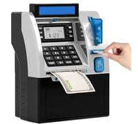 Tenkaybox, Tenkaybox Smart ATM Piggy Bank, Electronic Money Saving Bank with Password, Digital Display & Coin Bill Slot, Balance Calculator Machine (Black)