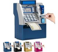 Tenkaybox, Tenkaybox Smart ATM Piggy Bank, Electronic Money Saving Bank with Password, Digital Display & Coin Bill Slot, Fun Financial Learning for Adult Tool, Giftware (Blue)