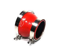 TenkeAuto 4-Ply Reinforced 3.25"-3.75" ID Reducer Silicone Hose Coupler 3" Length with T Bolt Clamp for Turbo/Intercooler/Piping (3.25" to 3.75" Red)