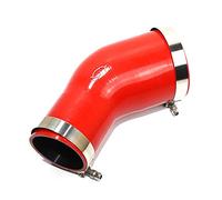 TenkeAuto High Performance 4-Ply Reinforced 3"-3.75" ID 45 Degree Elbow Reducer Coupler Silicone Hose With T Bolt Clamp for Turbo/Intercooler/Piping (3"-3.75" Red)