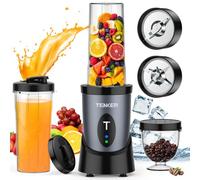 TENKER Portable Mini Blender, 850W Personal Smoothie Maker with 2x650ml Portable Blender Bottles, 2pcs To-Go Lids and 300ml Grinder, BPA-Free, for Juicer Fruit Nuts Ice