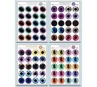 Tenlacum 10 pairs eyes chips pattern J-R per sheet, 9 sheets Eyes Chips for 1/6 Blythe Doll DIY Customize