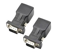 Tenlacum 2 Pieces DB9 RS232 COM Male Port to RJ45 Female Connector Card DB9 Serial Port Extender to LAN CAT5 CAT6 RJ45 Network Ethernet Cable Adapter