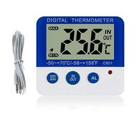 Tenlacum Digital Freezer/Fridge Thermometer with Magnet and Stander Digital Freezer Thermometer with LED Alarm Indicator Max/Min Memory Freezer Thermometer for Home Kitchen Restaurants Bars Cafes