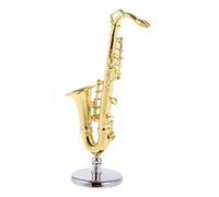Tenlacum Exquisite Alloy Golden Miniature Saxophone for 1:12 Scale Dollhouse Decoration Accessories Instrument Musical Toy